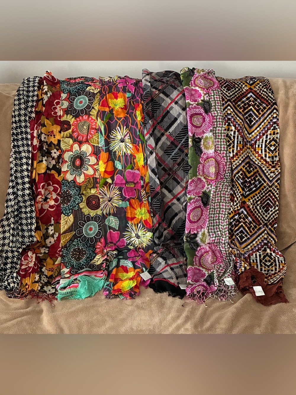 Lot of 6 Vera Bradley Floral & Patterned Scarves - Assorted Colors